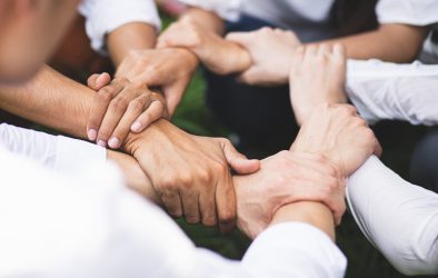 Group people hands were collaboration to trust in business success concept of teamwork partnership in company. Victory as a team, fighting for the success of the organization concept.